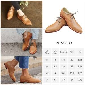 Classic Tan Leather Oxford Nisolo James Size 6.5 Lace Up Loafer Sustainable Shoe